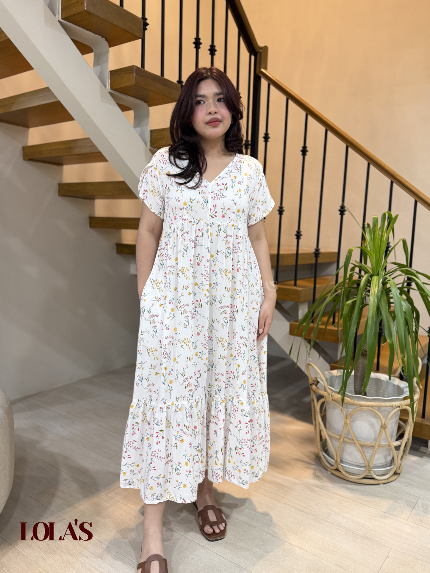 Jane Dress (White Blooms)