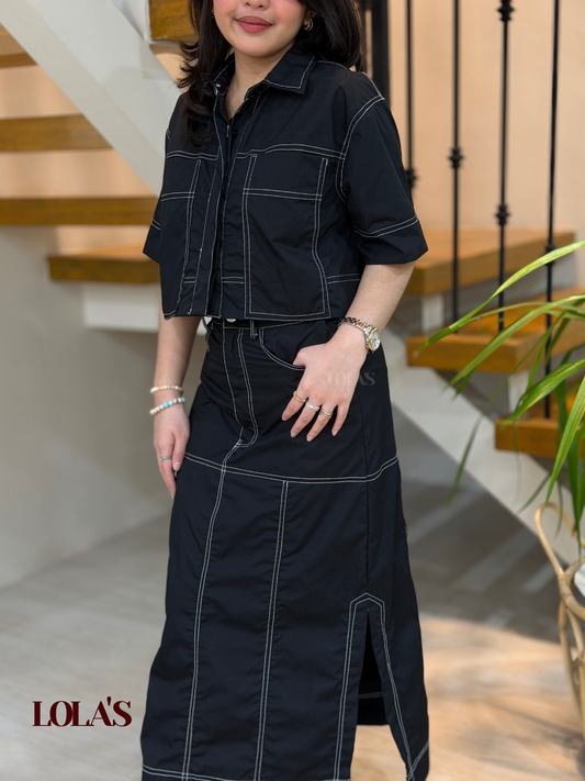 Sabina Top (Black Poplin)