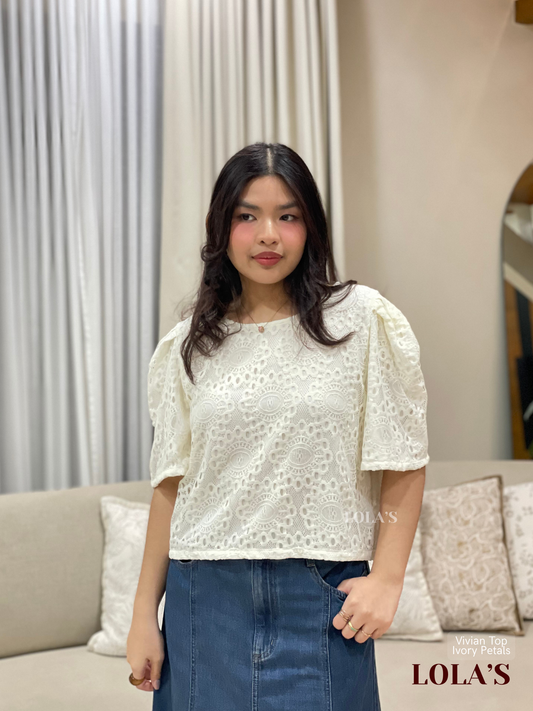 Vivian Top (Ivory Petals Lace)