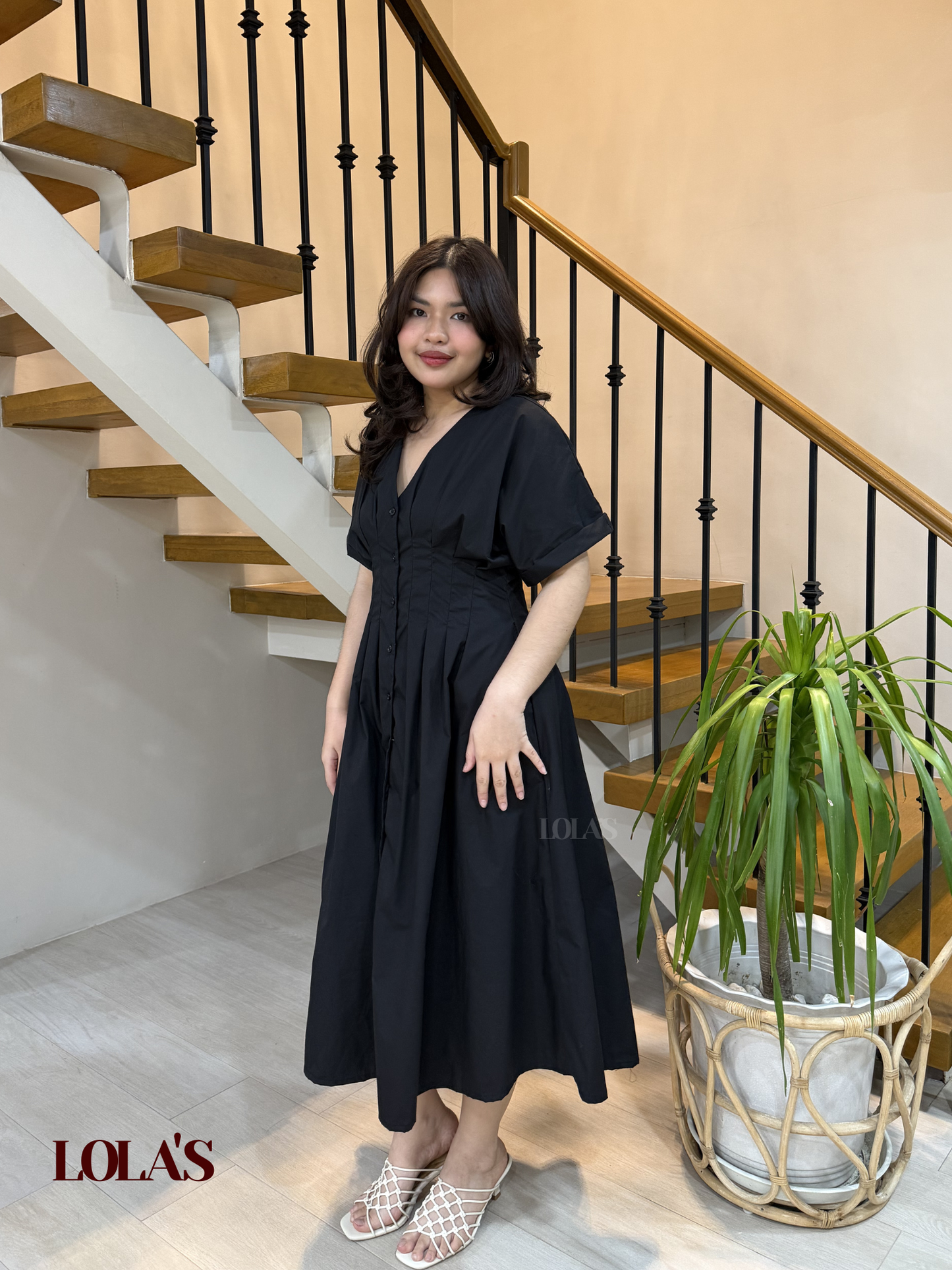 Frederica Dress (Black Poplin)