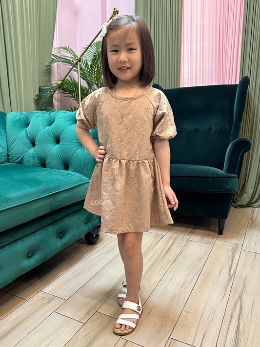 Blythe Dress- Andrea Kids (Mocha Floral Eyelet)