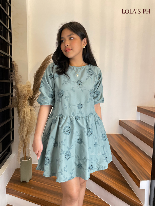 Andrea Dress (Teal Blue Eyelet)