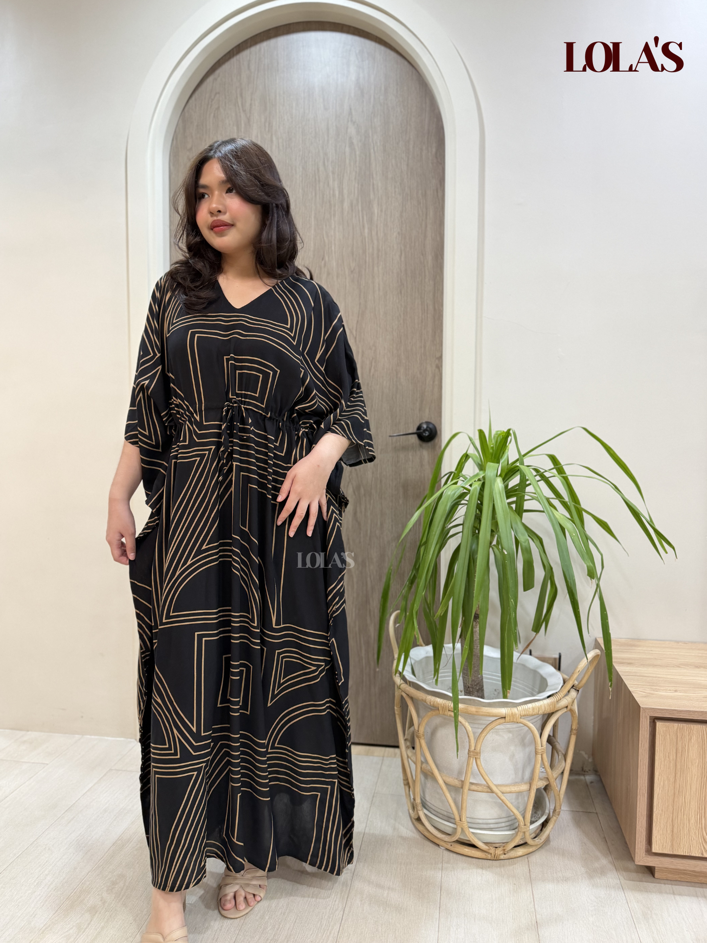 Rowena Dress (Black Geometric)