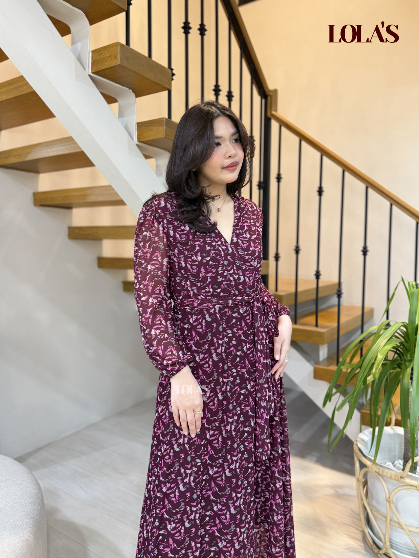 Paula Dress (Burgundy Floret)