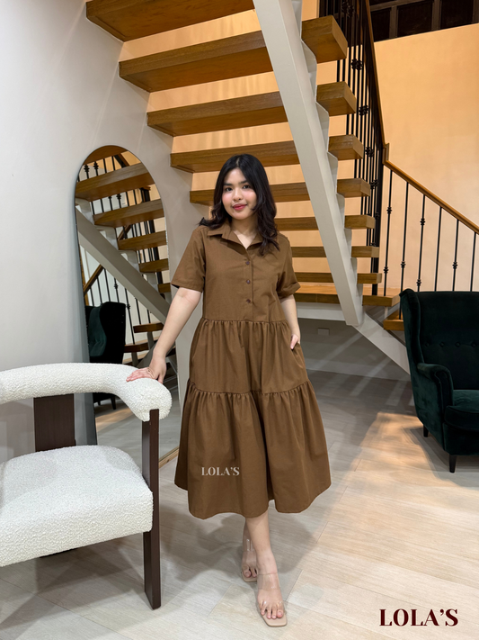 Emily Dress (Cedar Brown Linen)