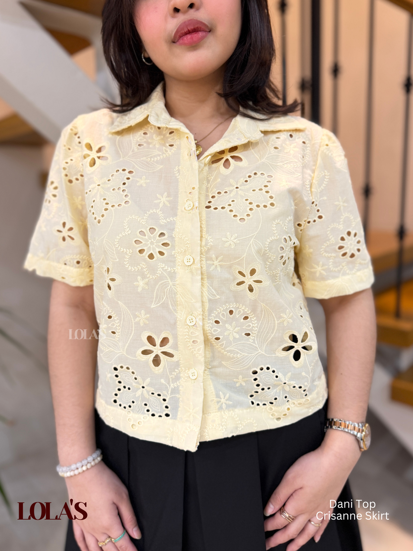 Dani Top (Butter Yellow Eyelet)