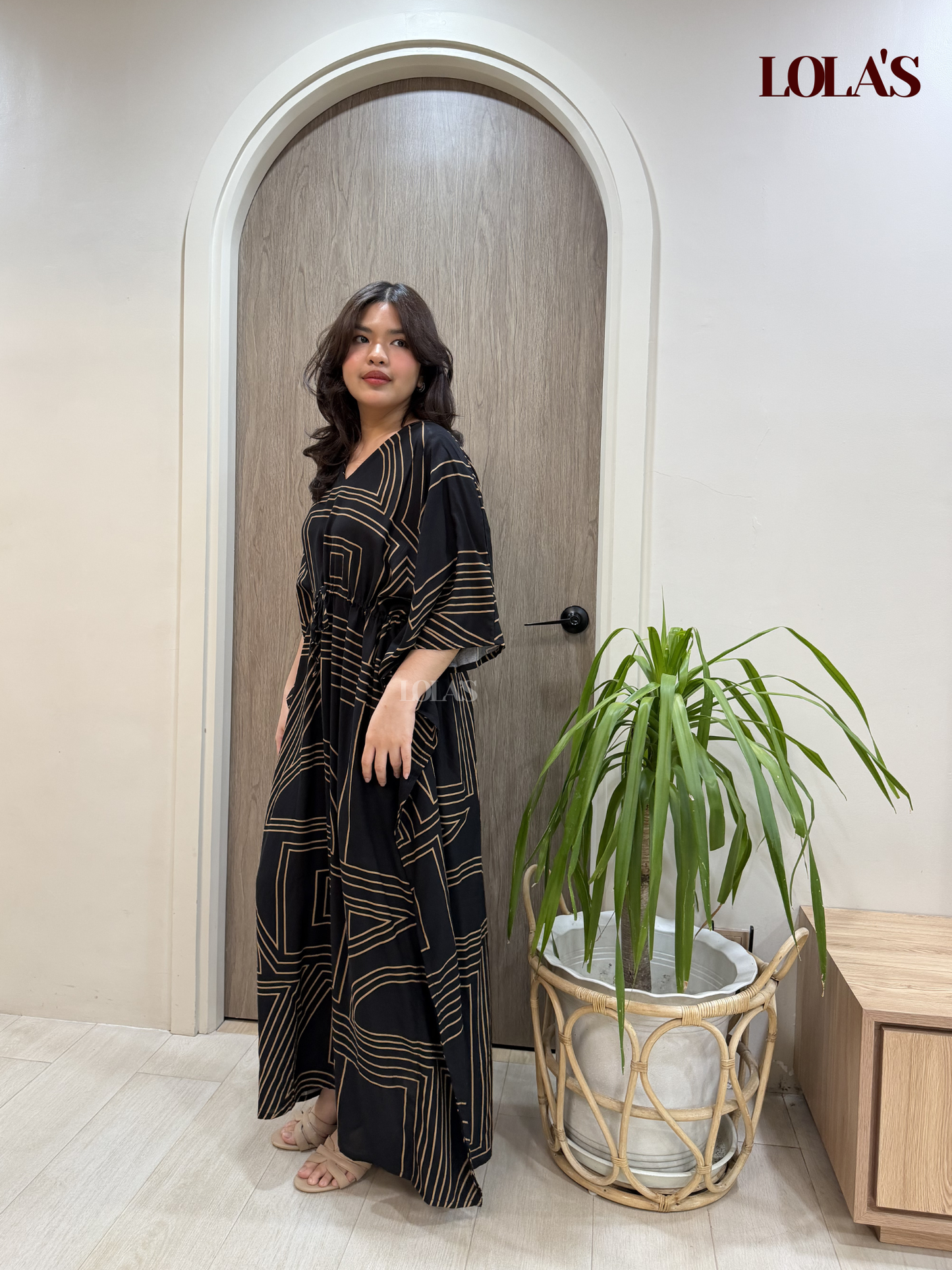 Rowena Dress (Black Geometric)