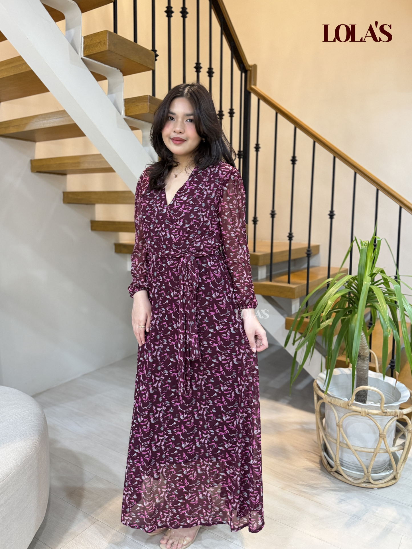 Paula Dress (Burgundy Floret)