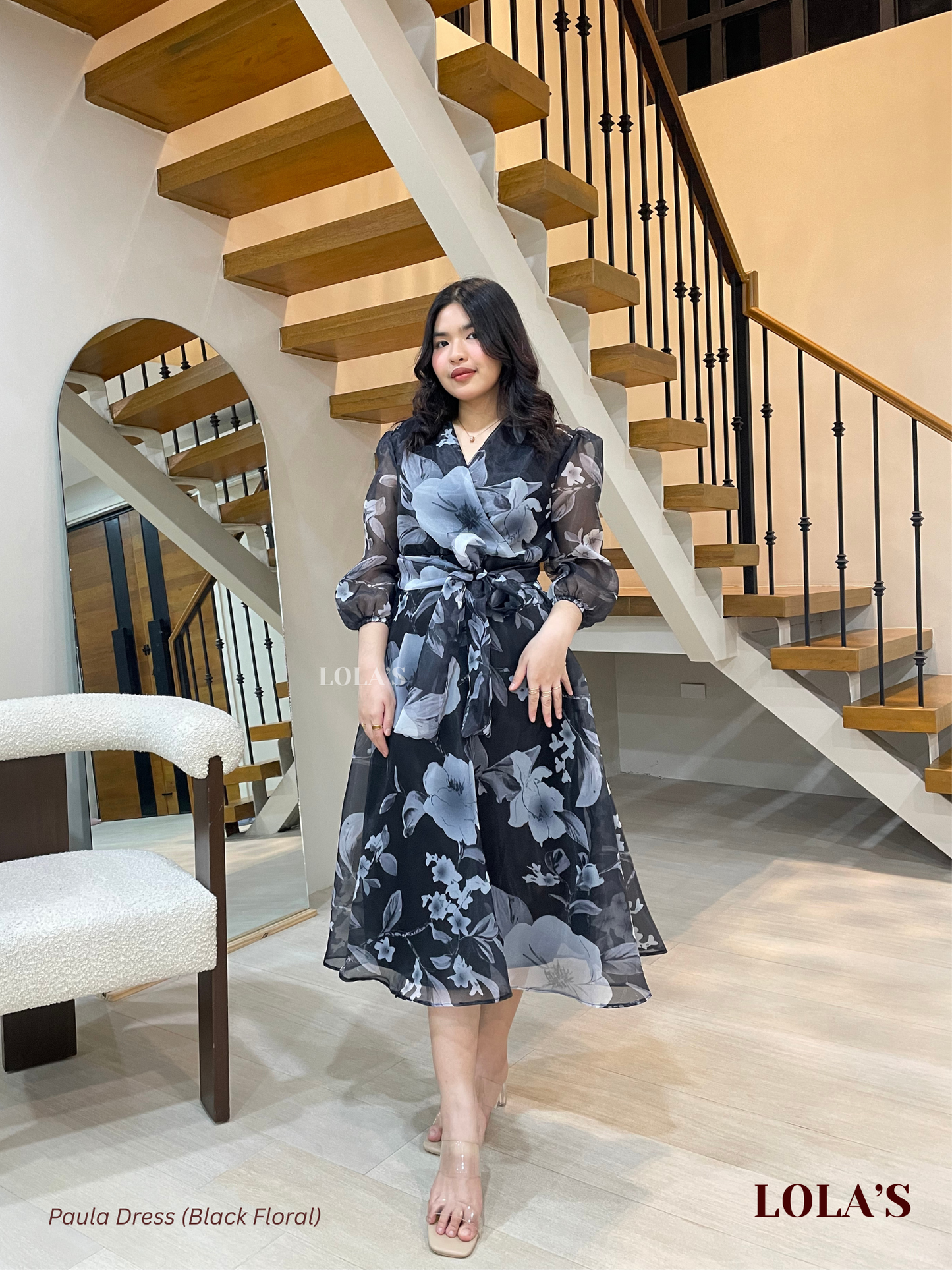 Paula Dress (Black Floral)