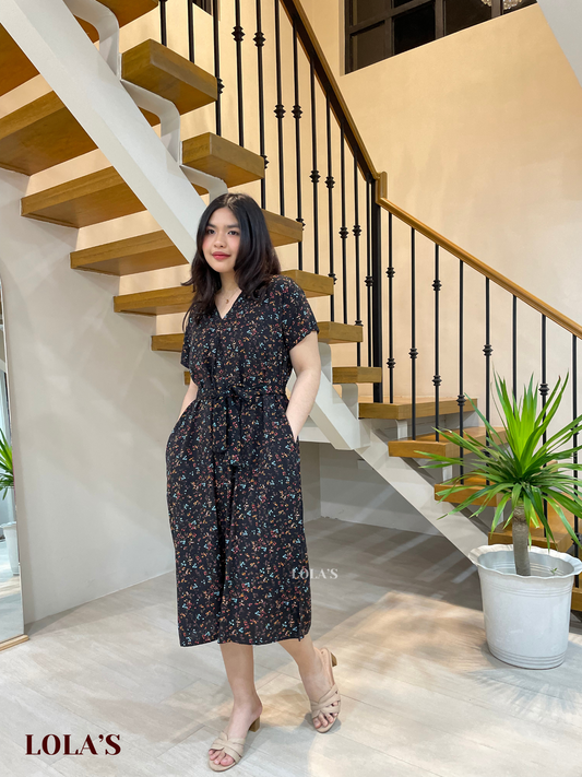 Tracy Dress (Black Blooms)