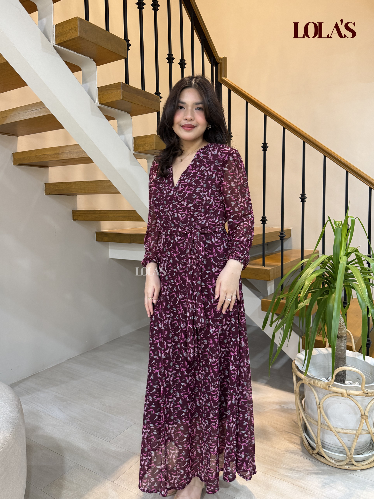 Paula Dress (Burgundy Floret)
