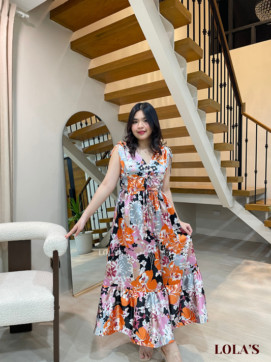 Adeline Dress (Satin Blooms & Foliage)