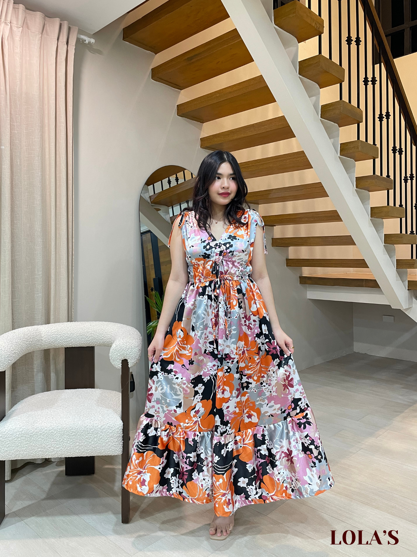 Adeline Dress (Satin Blooms & Foliage)