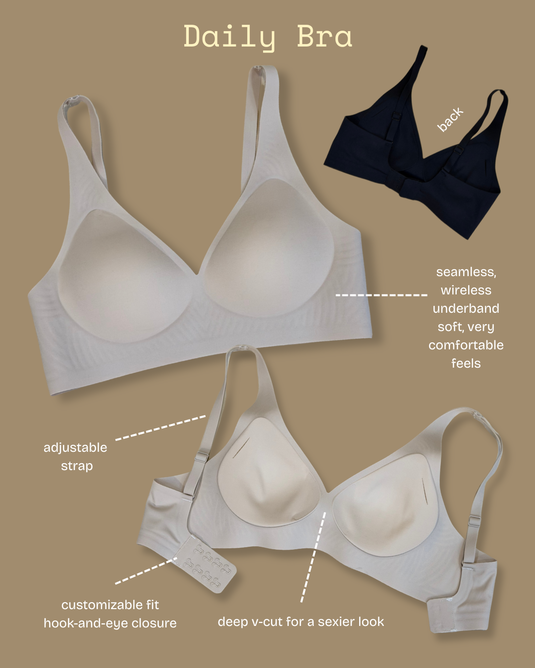 Daily Bra (Black) by Lynne