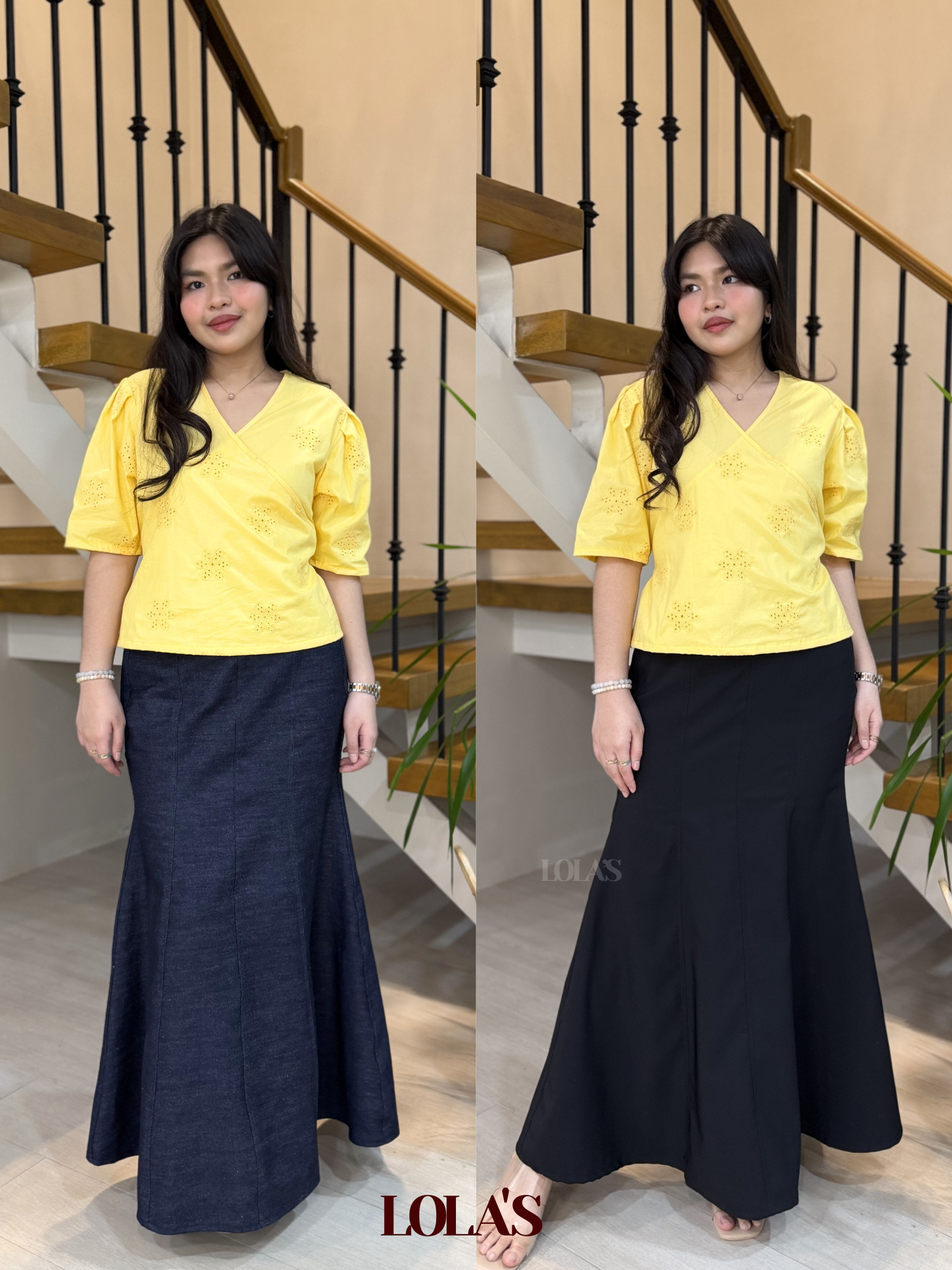 Maria Clara Top (Yellow Eyelet)