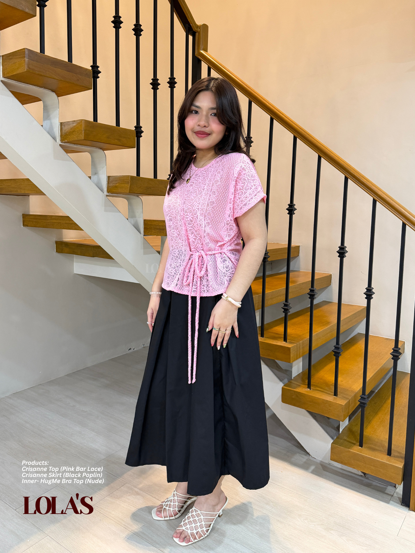Crisanne Top (Pink Bar Lace | Sheer | See-Through)