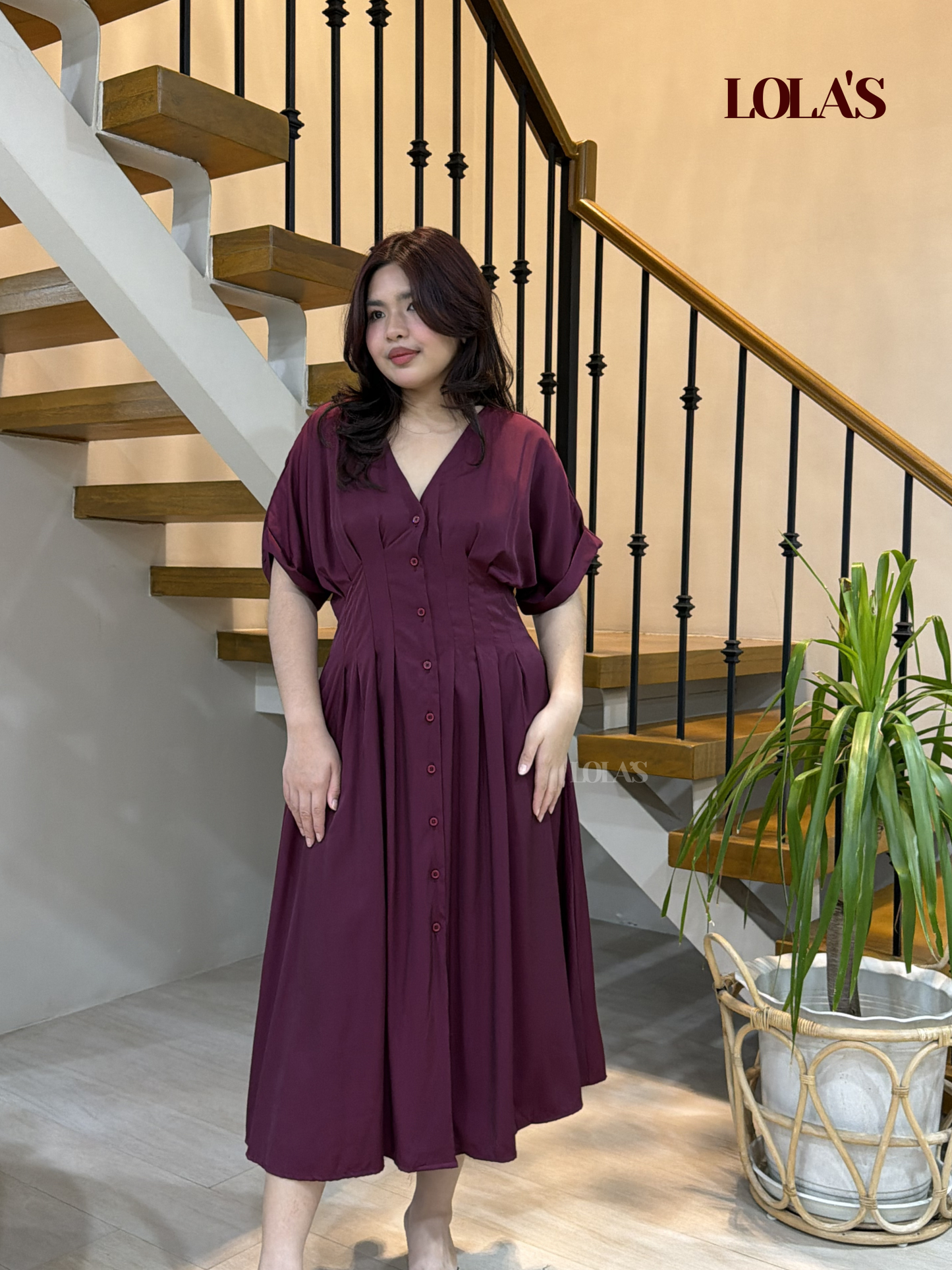 Frederica Dress (Burgundy)