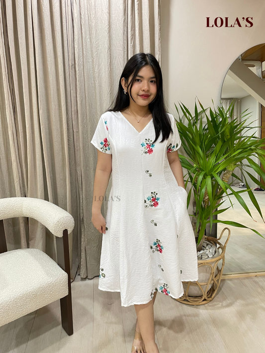 Reema Dress (White Embroidery)