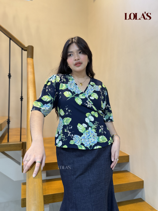 Maria Clara Top (Blue Hydrangea)