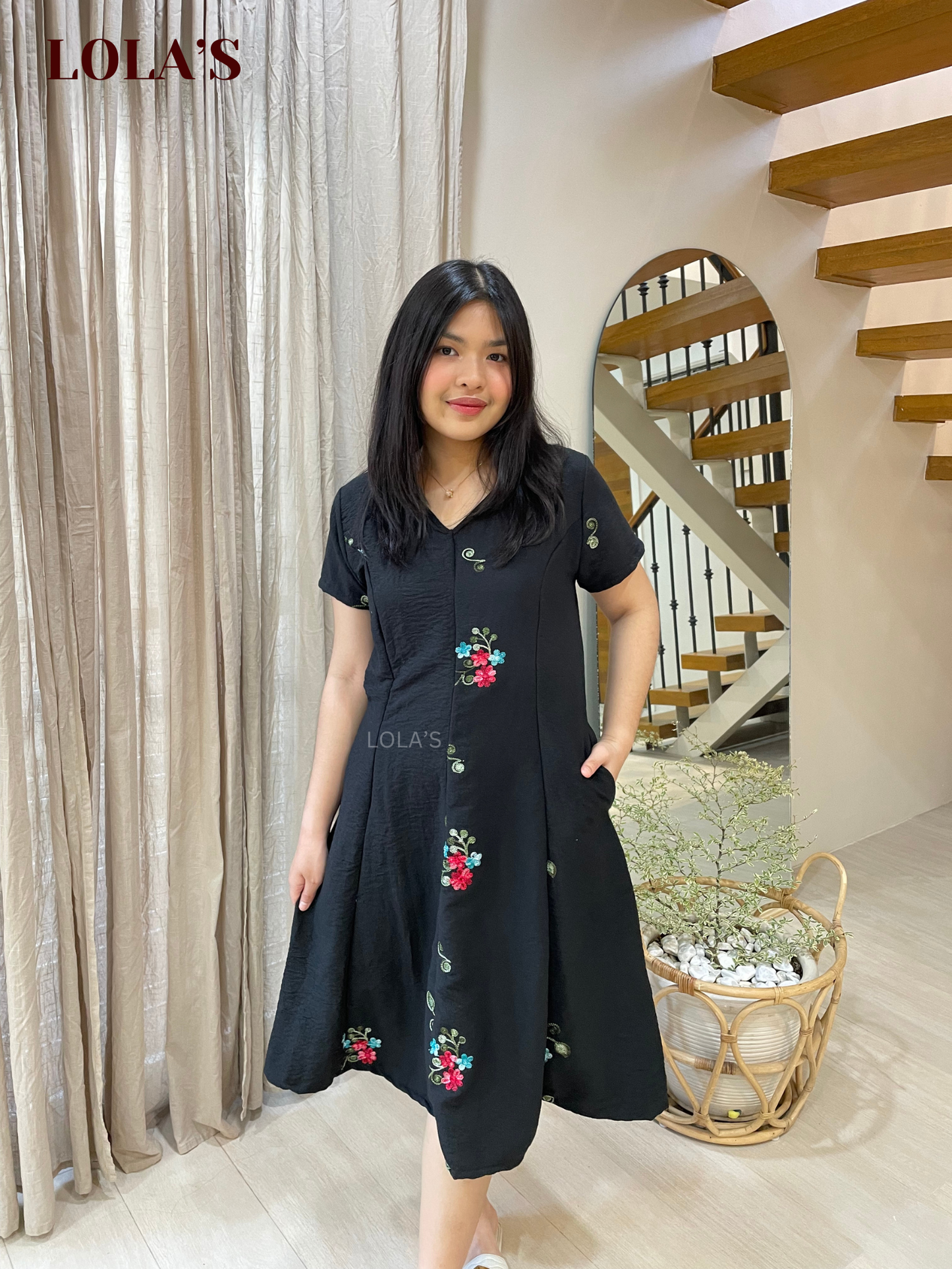 Reema Dress (Black Embroidery)