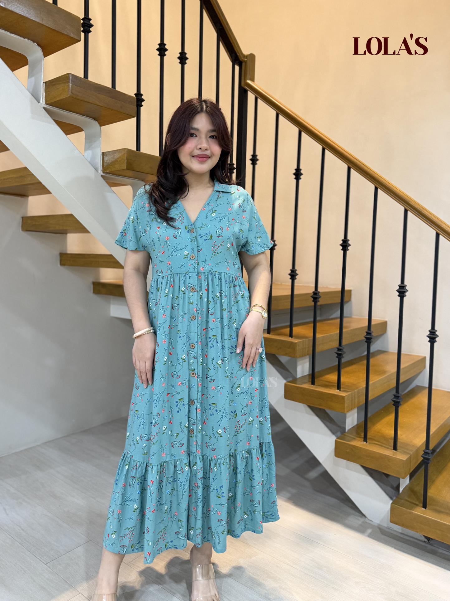 Regine Dress (Turquoise Flora)