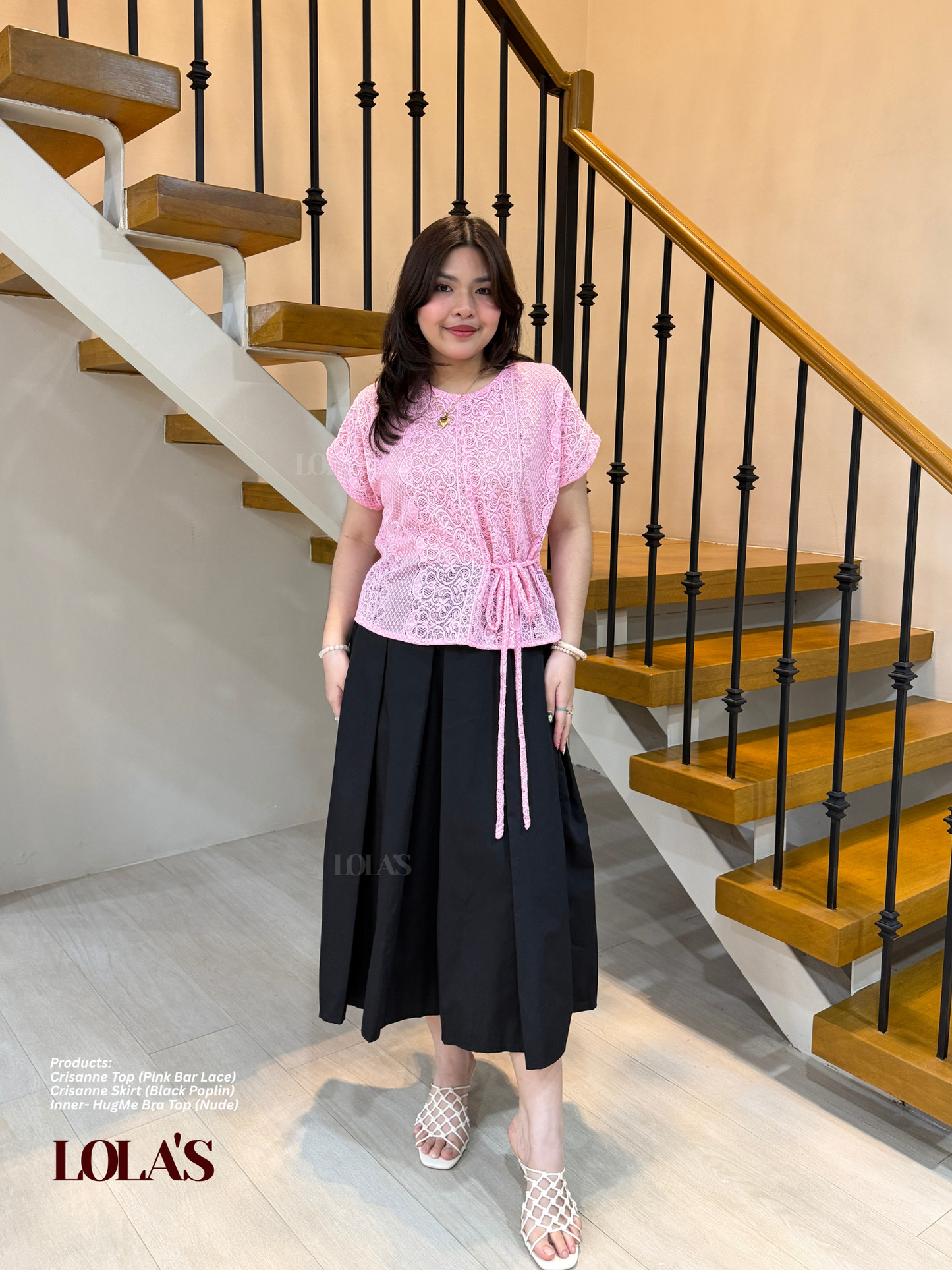 Crisanne Top (Pink Bar Lace | Sheer | See-Through)