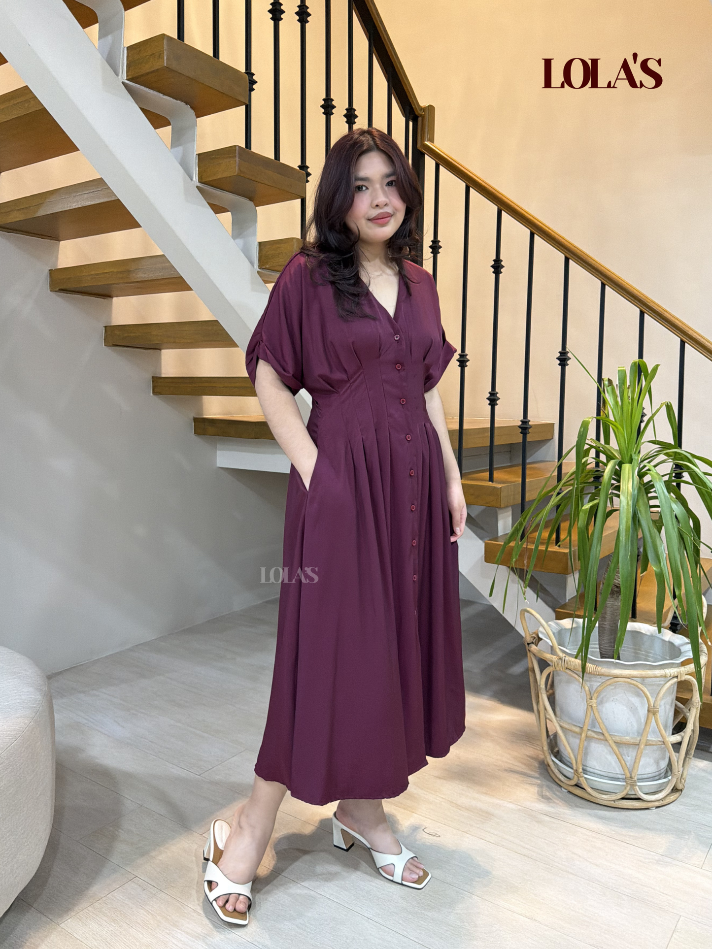 Frederica Dress (Burgundy)