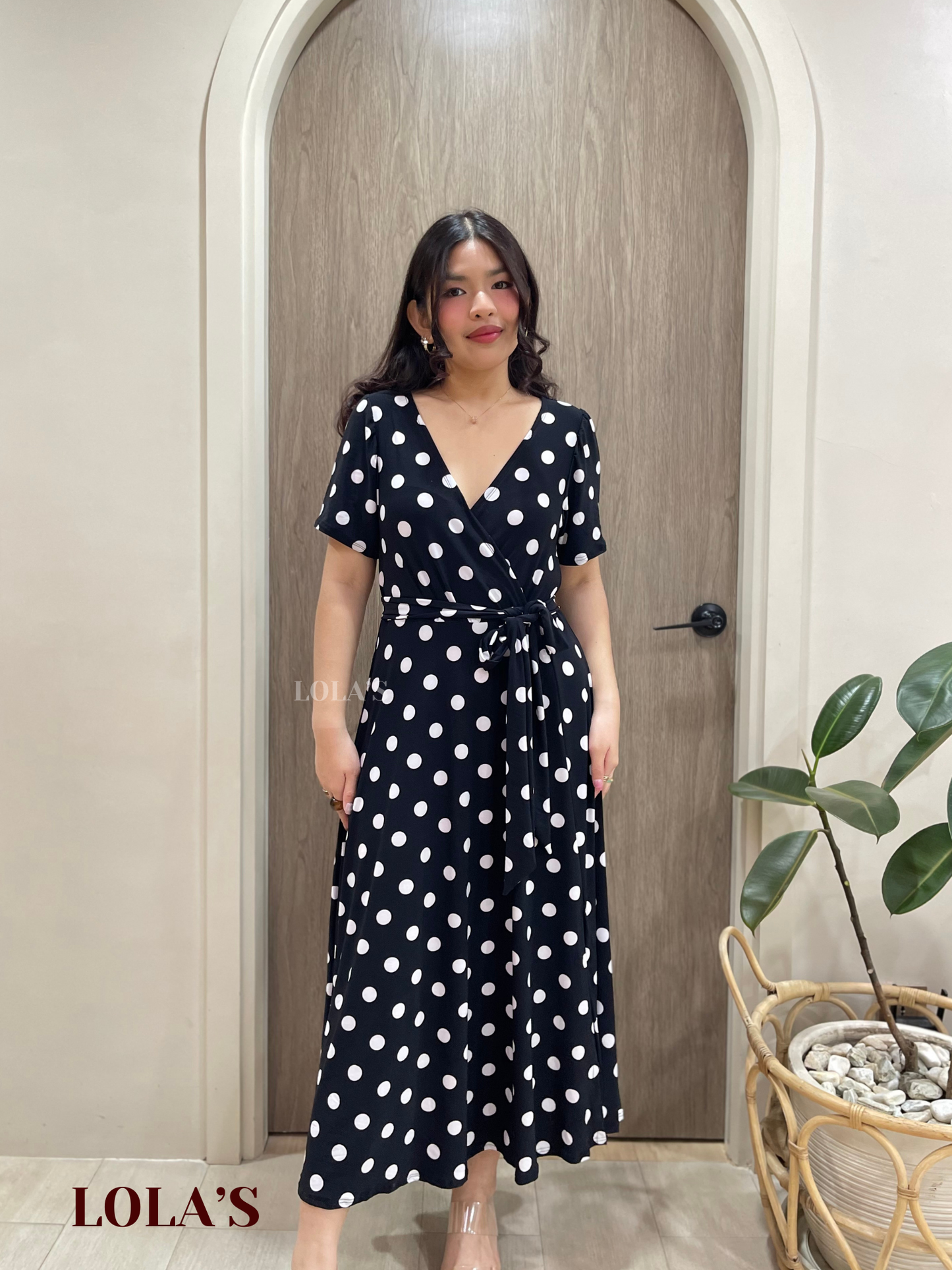 Celestine Dress (Black Polka)