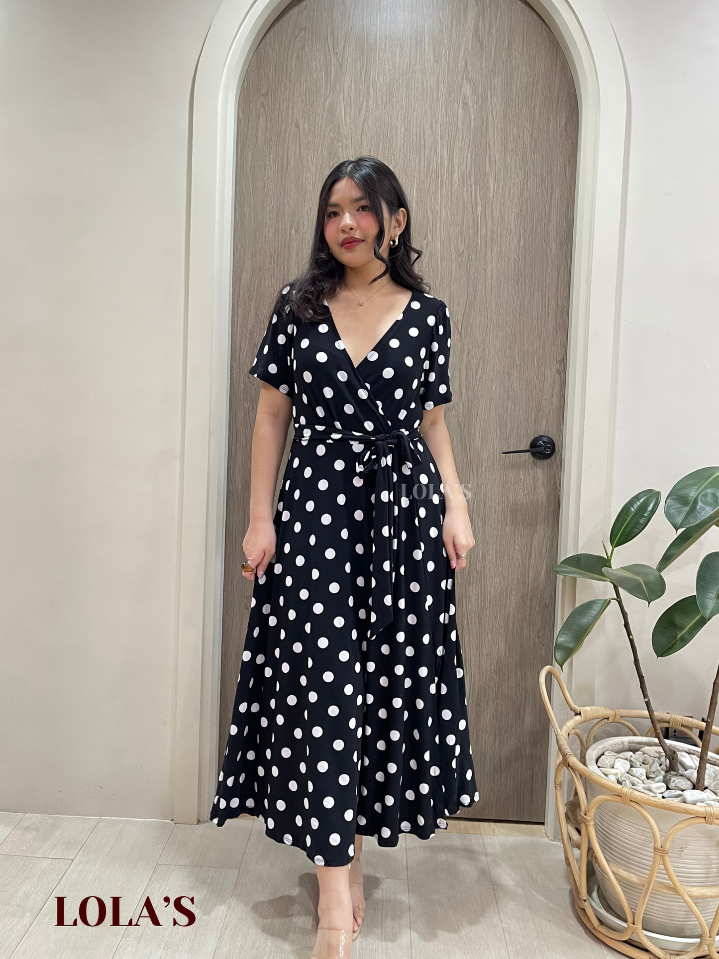 Celestine Dress (Black Polka)