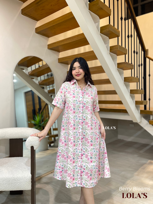 Alexa Polo Dress (Berry Blooms)