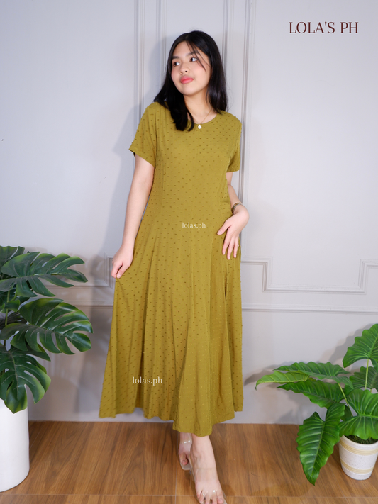 Kathleen Dress (Olive Swissdot)