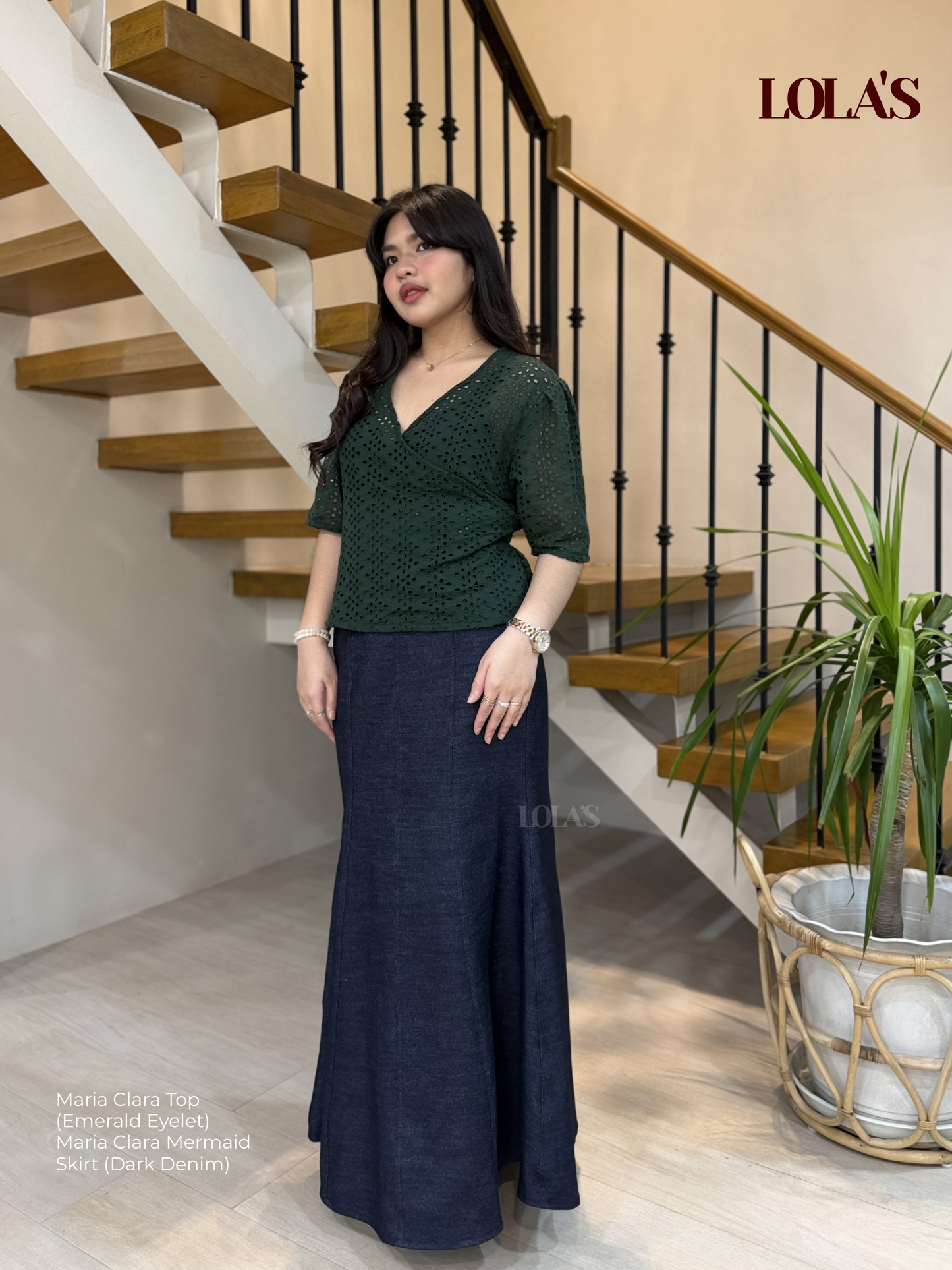 Maria Clara Top (Emerald Eyelet)