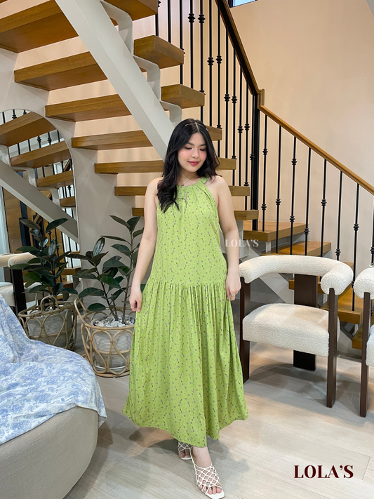 Chesca Dress (Matcha Blooms)