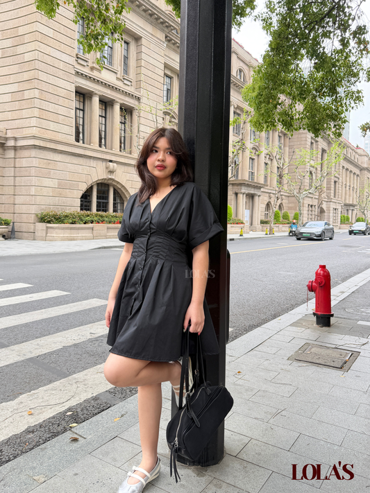 Felicia Dress (Black Poplin)