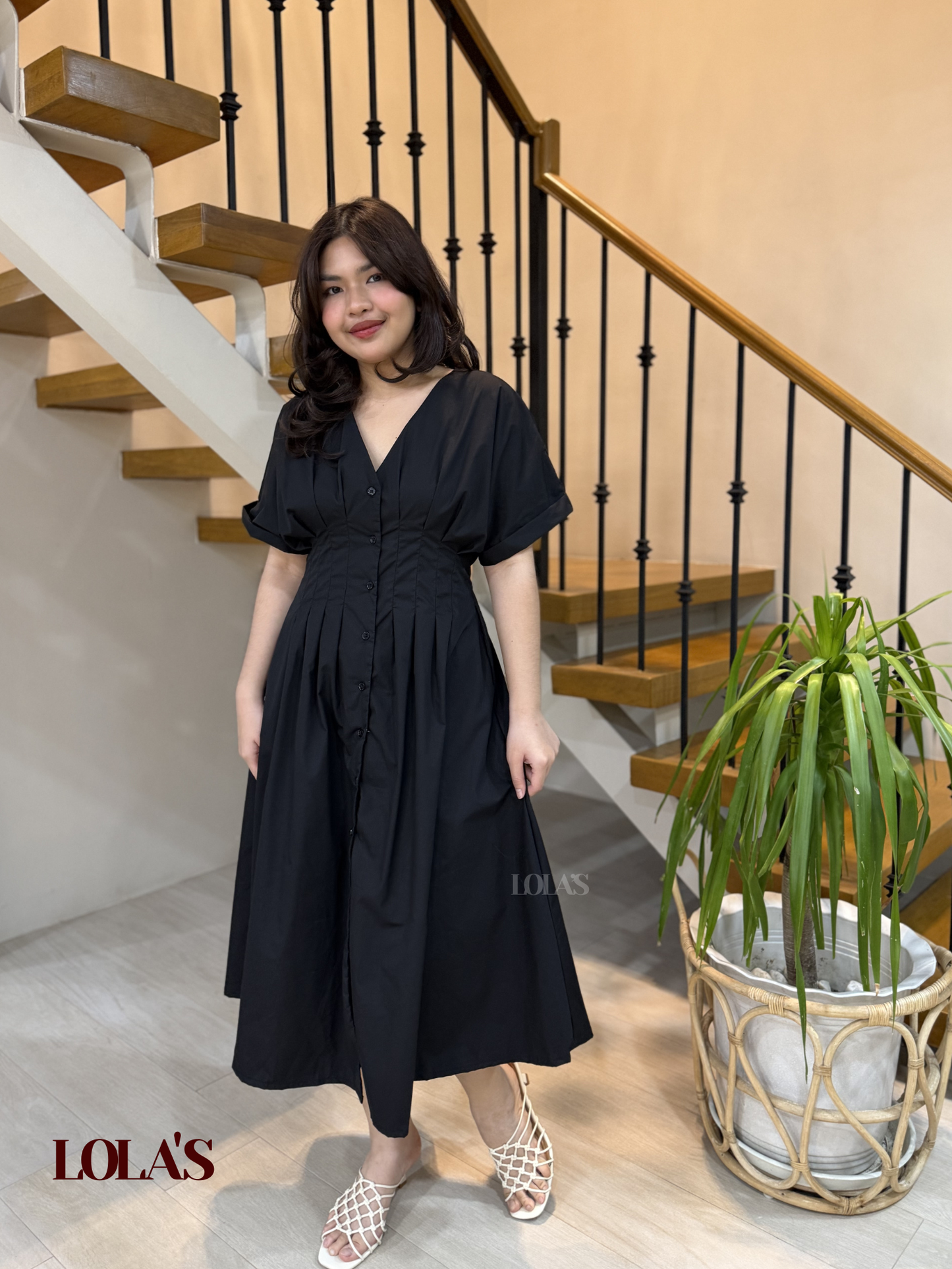 Frederica Dress (Black Poplin)