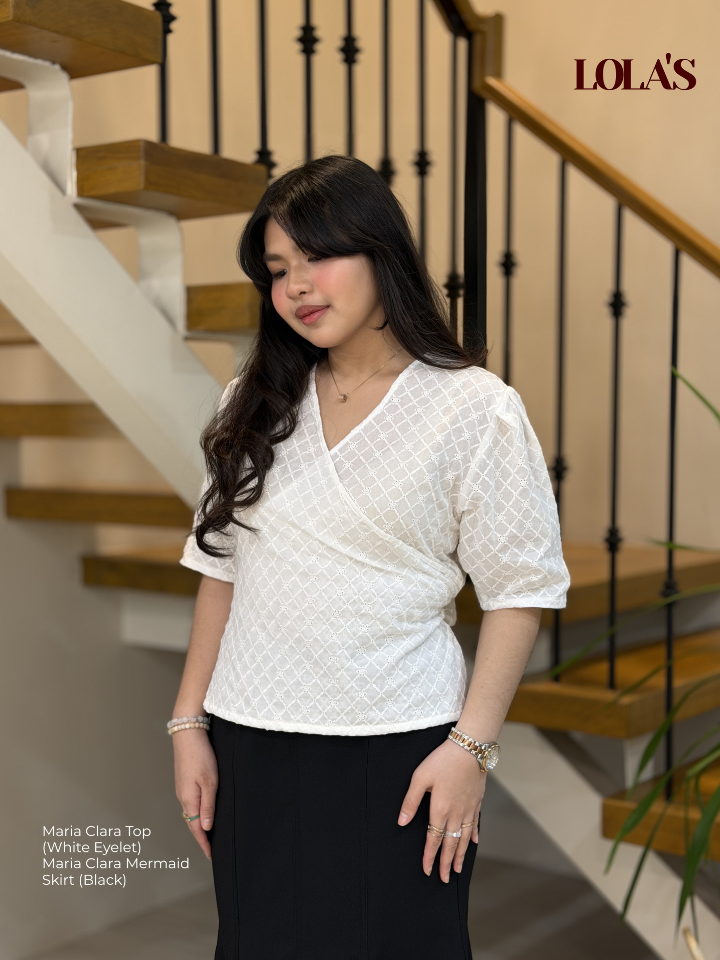 Maria Clara Top (White Eyelet)