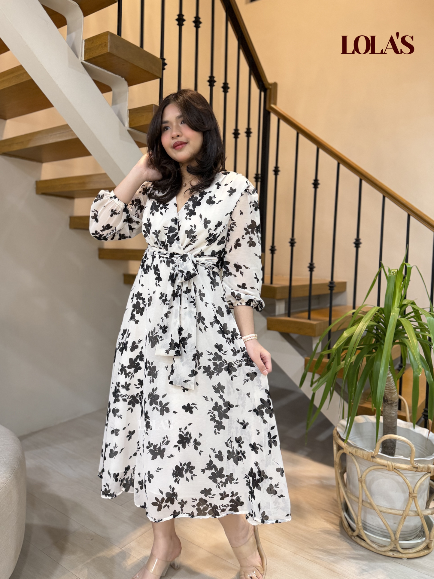 Paula Dress (White Blooms)
