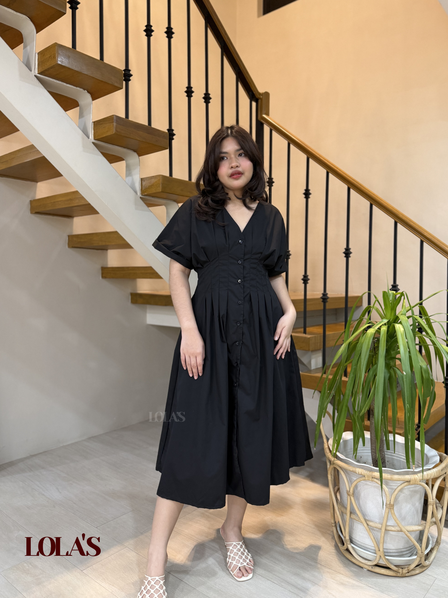 Frederica Dress (Black Poplin)