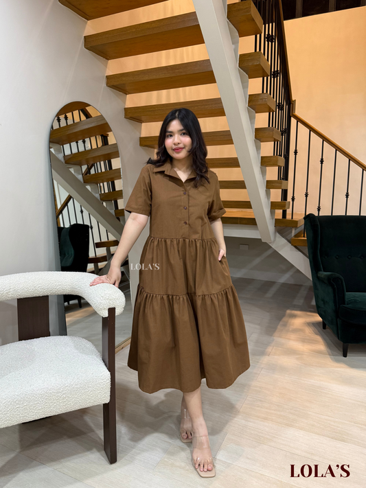 Emily Dress (Cedar Brown Linen)