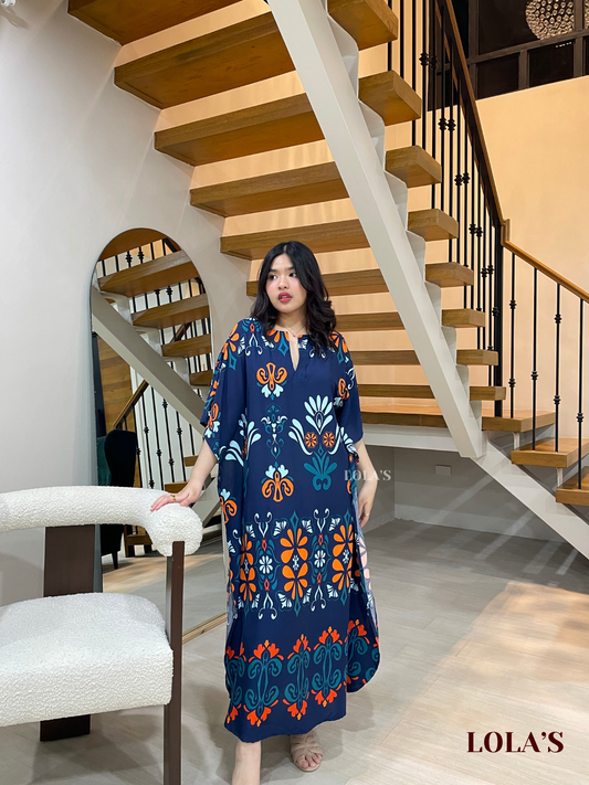 Donya Dress (Blue Ornate)