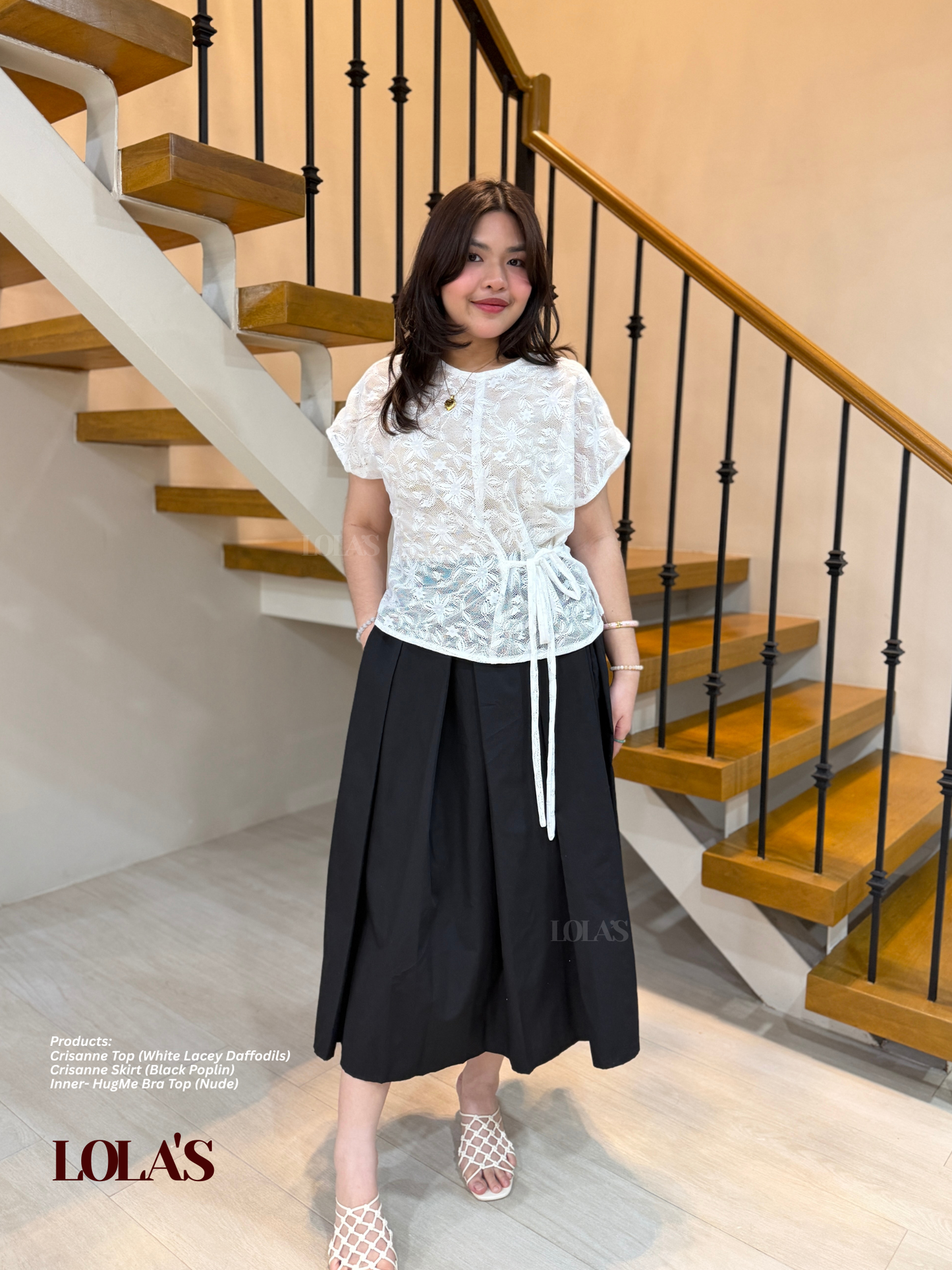 Crisanne Top (White Lacey Daffodils | Sheer | See-Through)