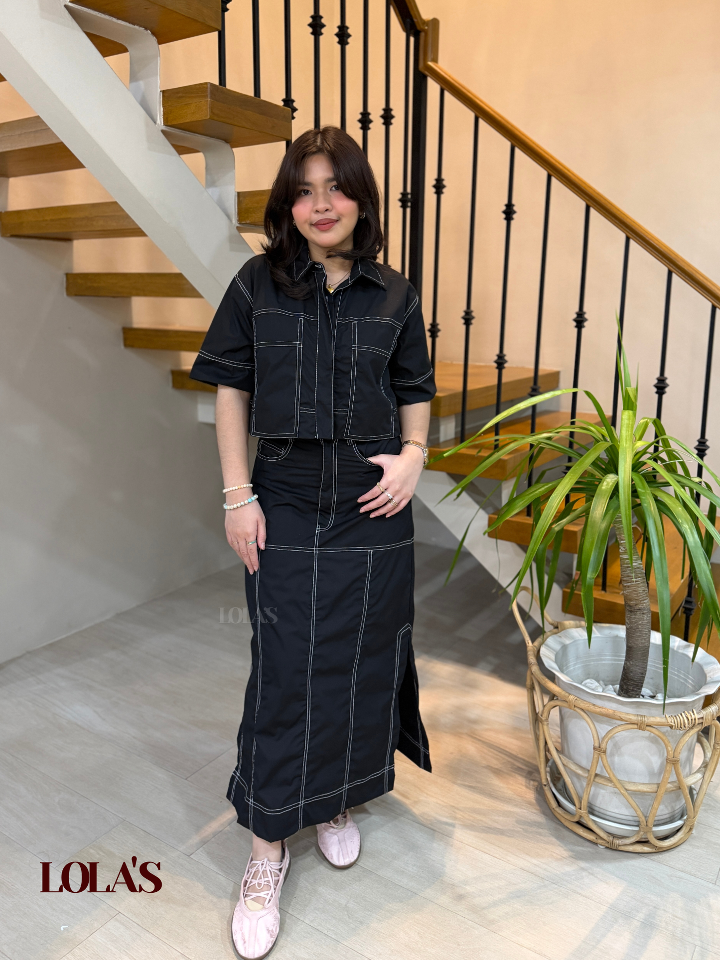 Sabina Skirt (Black Poplin)