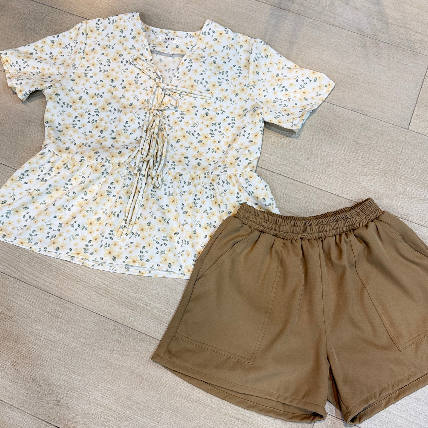 BIEN COORDS (Cream Blossom + Mocha Shorts)