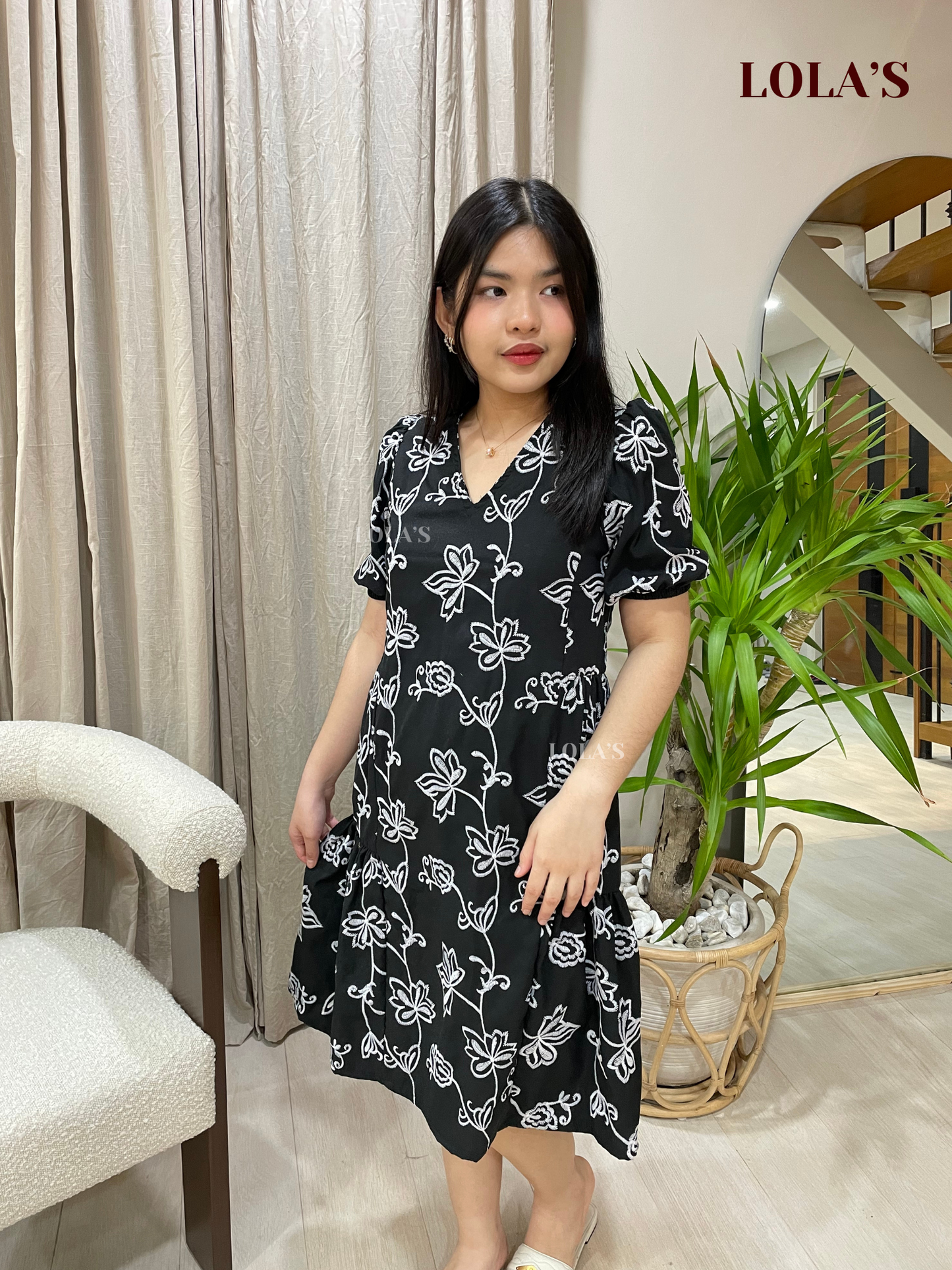 Samantha Dress (Black Embroidered)