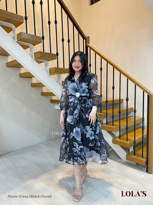 Paula Dress (Black Floral)