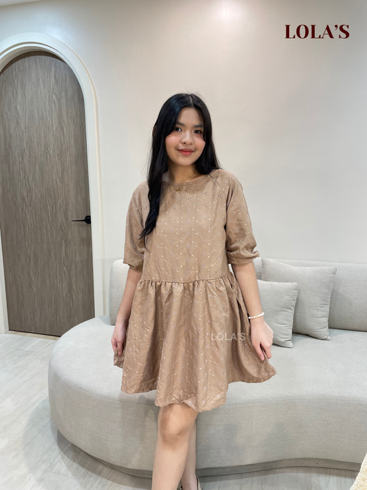 Andrea Dress (Mocha Floral Eyelet)