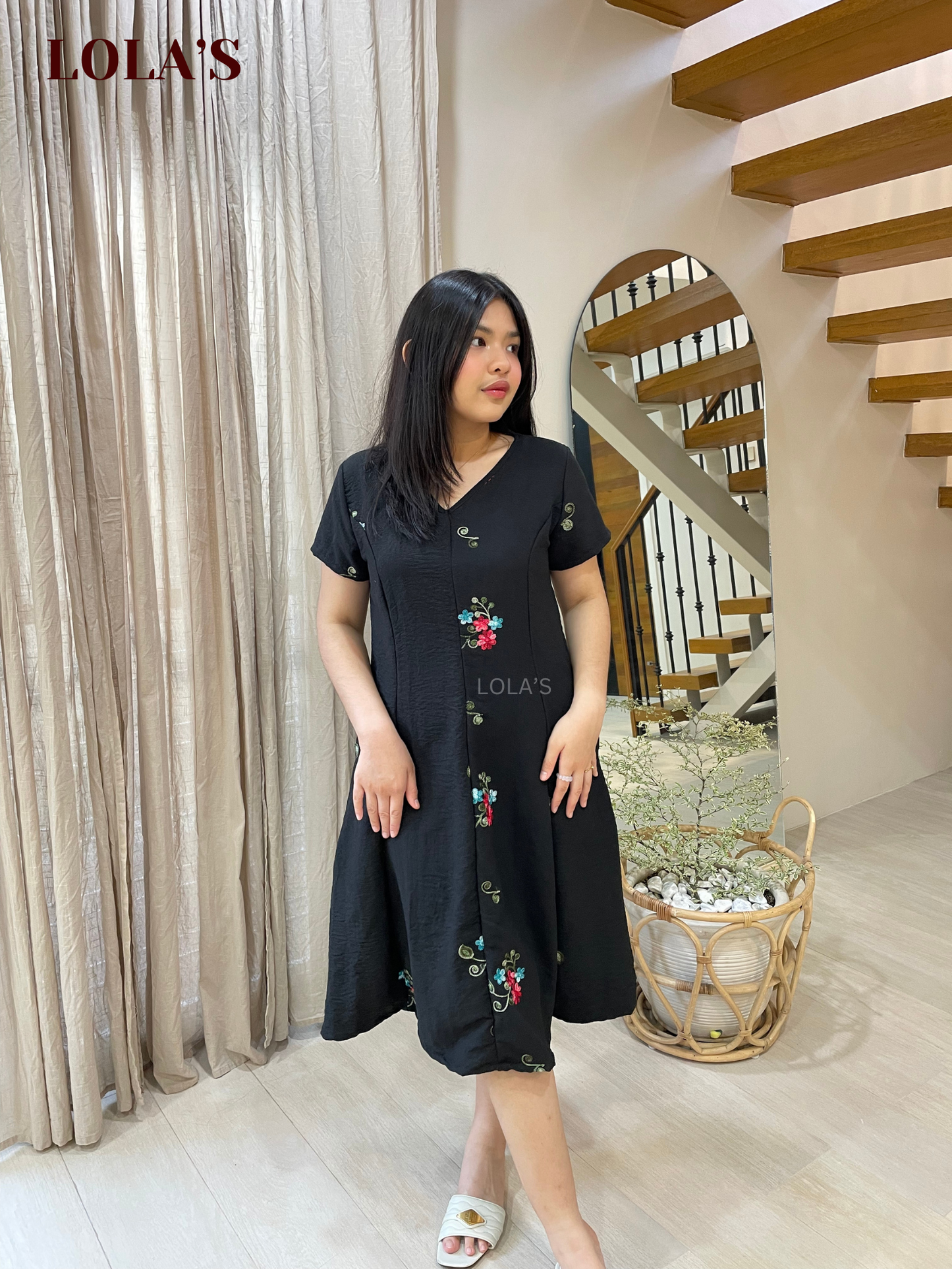 Reema Dress (Black Embroidery)