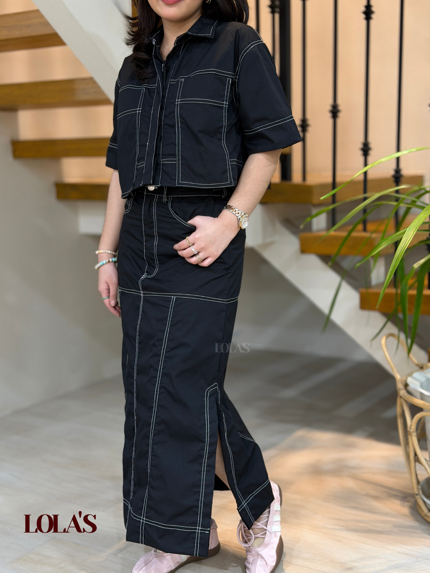 Sabina Skirt (Black Poplin)