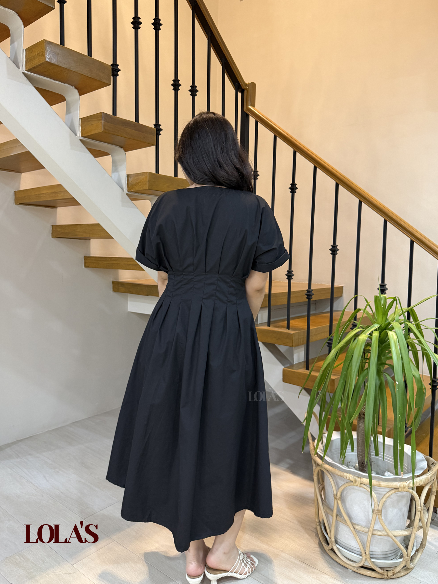 Frederica Dress (Black Poplin)