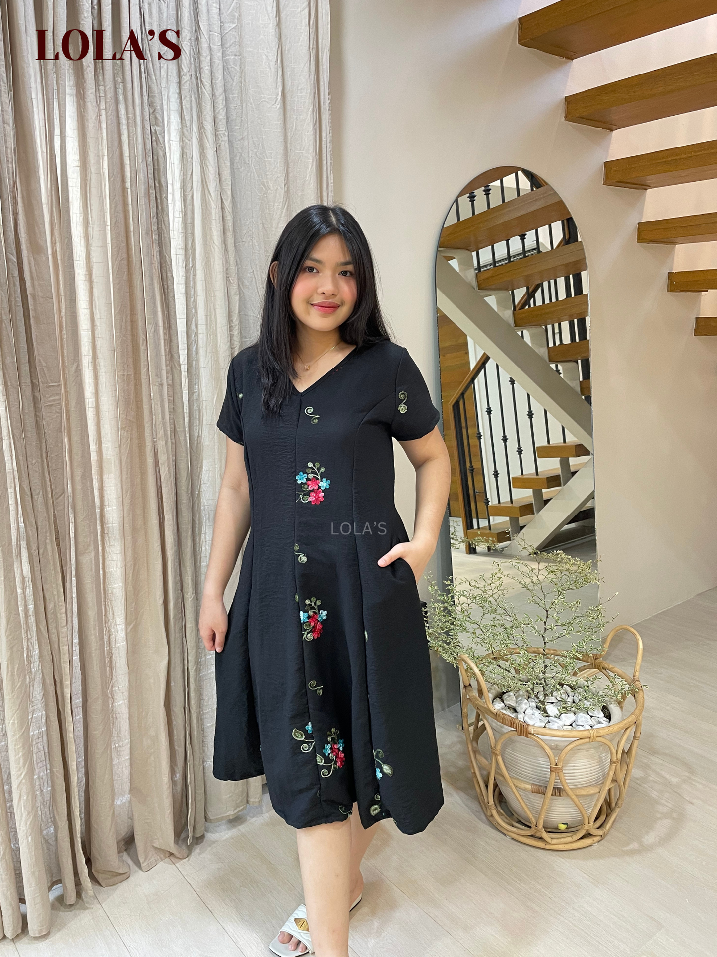 Reema Dress (Black Embroidery)